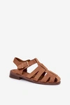 Sandały Damskie Rzymianki Ze Złotą Klamrą Camel Janessa 