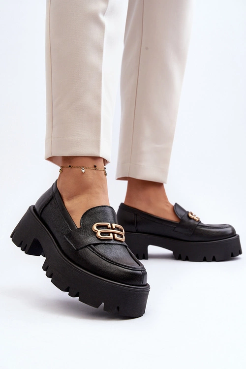 Zazoo 20164 Damskie Loafersy Ze Skóry Naturalnej Czarne