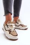 Sneakersy Damskie Na Platformie Brązowe Etnaria