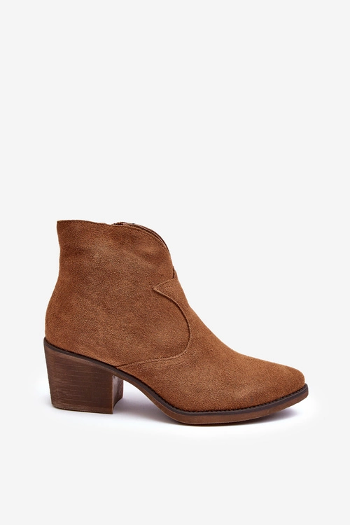 Zamszowe Botki Kowbojki Na Suwak D&A SN622-29 Camel