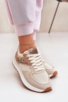 Buty Sportowe Damskie Na Platformie Zwierzęcy Wzór Beżowe Davinara