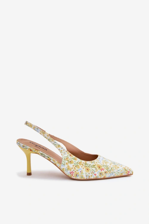 Zdobione Sandały Damskie Na Szpilce W Kwiaty Żółte Olivelle