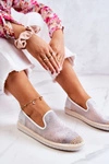 Damskie Materiałowe Espadryle Z Cyrkoniami Szare Deimos