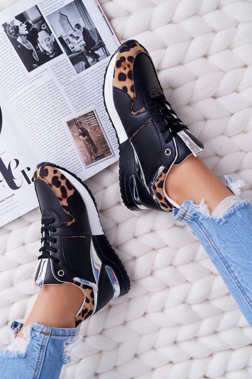 Sportowe Damskie Buty W Panterkę Czarne Fippo
