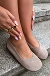 Baleriny Damskie Barefoot Z Naturalnego Zamszu Beżowe Mirelia
