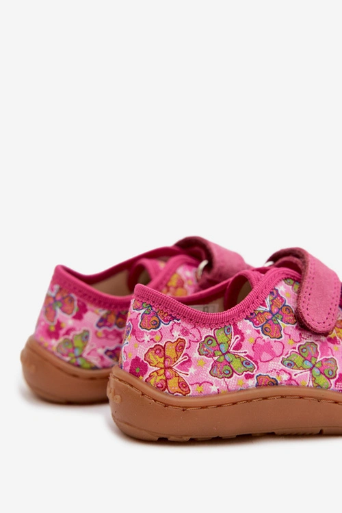 Kapcie Dziecięce Barefoot Motyle Froddo Canvas G1700440-11 Różowe