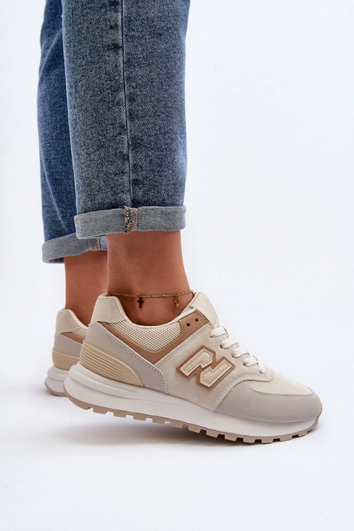 Buty Sportowe Sneakersy Damskie Beżowe Alettesa