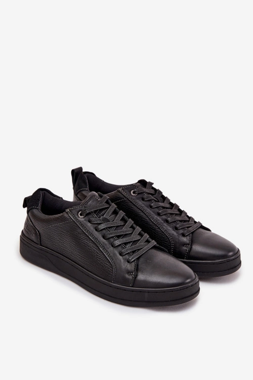 Skórzane Sneakersy Męskie Lee Cooper LCJ-25-33-3965 Czarne