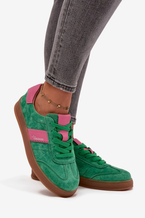 Zamszowe Sneakersy Damskie Vinceza 79576 Zielone