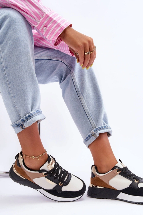Stylowe buty sportowe damskie Beżowo-Czarne Katenia
