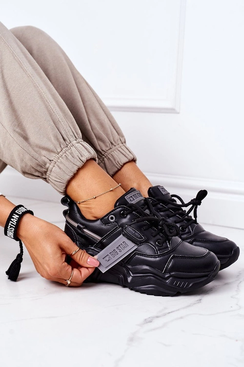 Damskie Sportowe Buty Sneakersy Big Star GG274215 Czarno-Szare