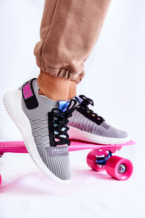 Damskie Wsuwane Sportowe Buty Sneakersy Szare Klayra