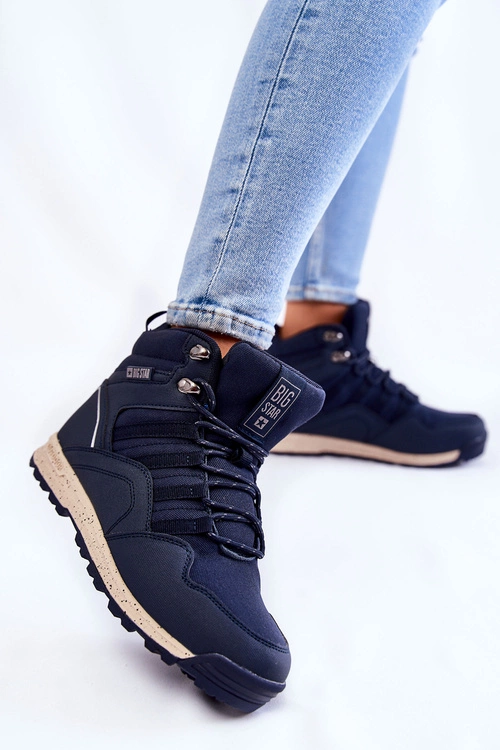 Damskie Wysokie Buty Trekkingowe Big Star KK274611 Granatowe