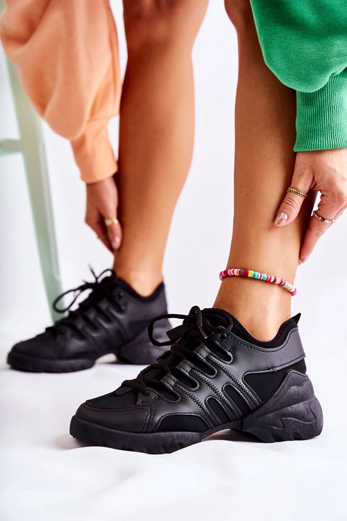 Damskie Sneakersy Sportowe Buty Czarne Azella