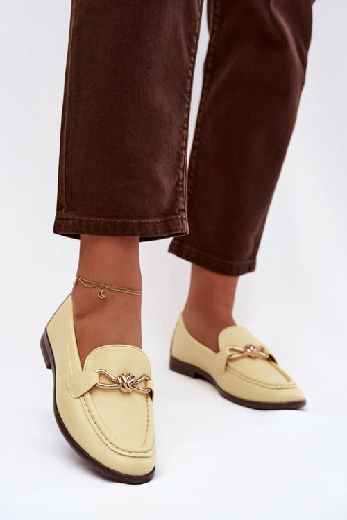 Loafersy Damskie Z Ozdobnym Detalem Żółte Rosynne