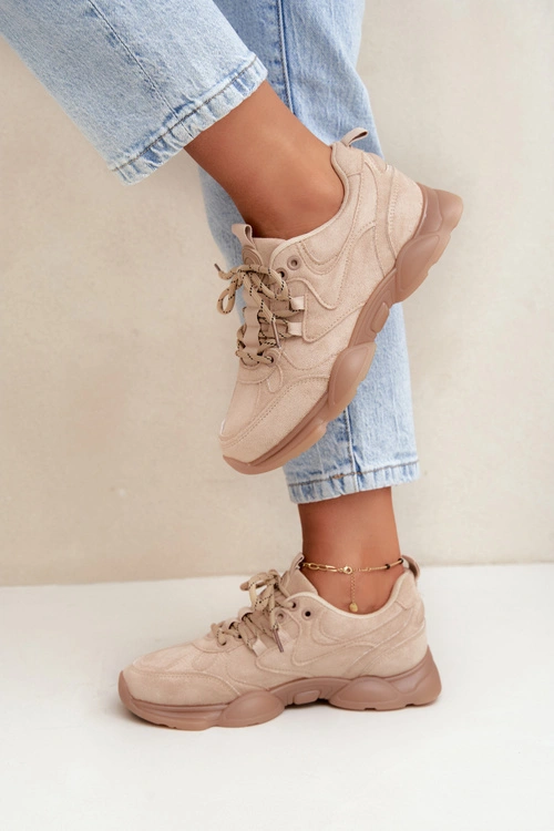 Sneakersy Damskie Ciemnobeżowe Shaley