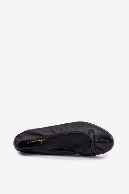 Skórzane Baleriny Damskie Maciejka P6800-01 Czarne
