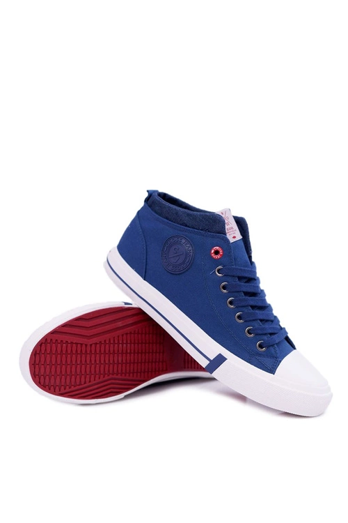 Trampki Męskie Cross Jeans Wysokie Materiałowe Granatowe DD1R4057