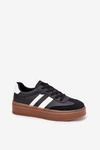 Sneakersy Damskie Na Platformie Z Eko Skóry Czarne  Elaraven