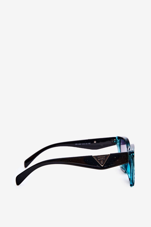 Damskie Klasyczne Okulary Przeciwsłoneczne Ze Złotymi Detalami UV400 Czarno-Niebieskie