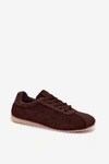 Sneakersy Damskie Z Eko Zamszu Niskie Czekoladowe Melvelin 