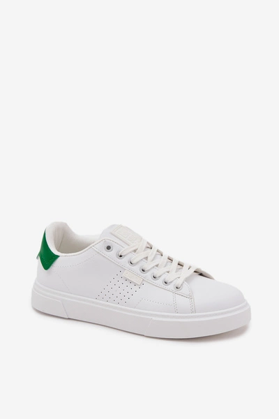 Trampki Sneakersy Męskie Z Eko Skóry Big Star OO174116 Biało-Zielone