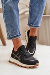 Sneakersy Buty Sportowe Damskie Sznurowane Na Platformie Czarne Mialunae