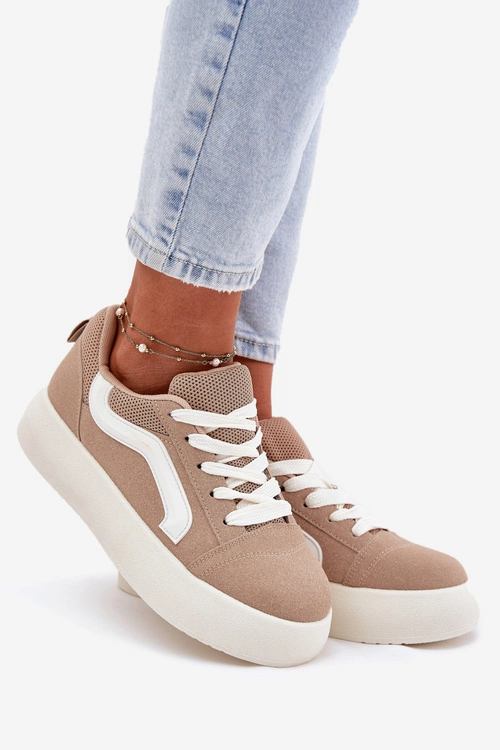 Sneakersy Damskie Na Platformie Khaki Tellnira