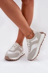 Zamszowe Sneakersy Na Platformie Damskie Big Star RR274896 HI-POLY SYSTEM Biało-Szare