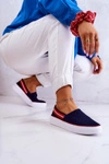 Damskie Tenisówki Slip On Big Star JJ276009 Granatowo-Czerwone