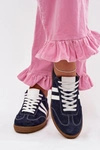 Zazoo N1068 Zamszowe Niskie Sneakersy Damskie Granatowe