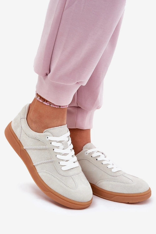 Zamszowe Niskie Sneakersy Damskie Szare Paliana
