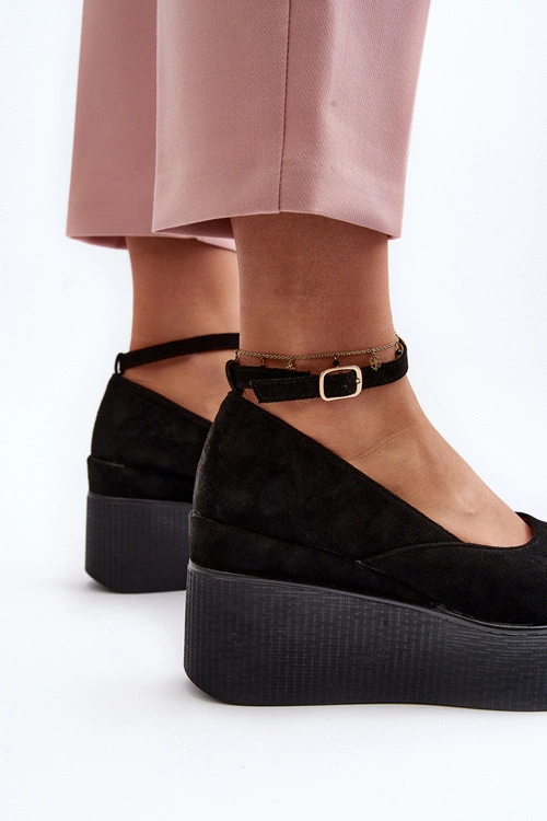 Damskie Espadryle Na Koturnie Czarne Malla