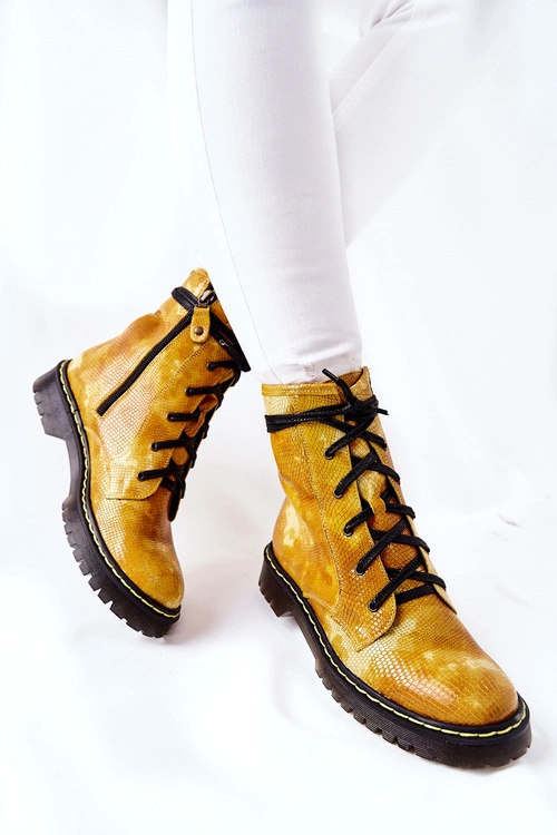 Damskie Botki Glany Workery Maciejka Żółte 01609-47