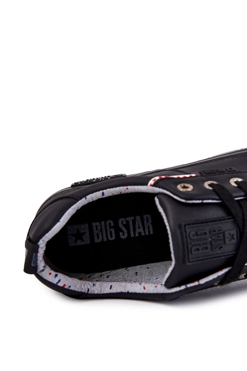 Niskie Męskie Skórzane Trampki Big Star KK174004 Czarne