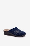 Kapcie Damskie Z Wyszywanym Motylem Inblu LY000119 Granatowe