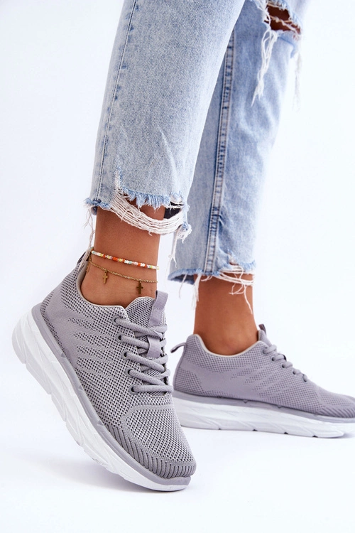 Damskie Sznurowane Buty Sportowe Szare Lavarone