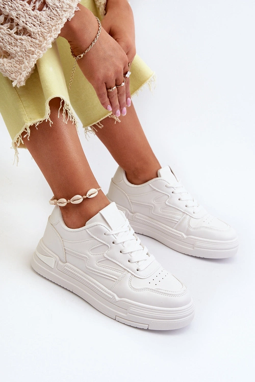 Sneakersy Damskie Na Platformie Z Eko Skóry Białe Lynnette
