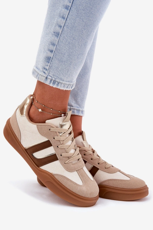 Sneakersy Damskie Z Eko Zamszu Beżowe Satylies