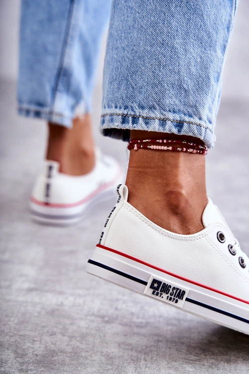 Damskie Skórzane Trampki Big Star KK274095 Białe