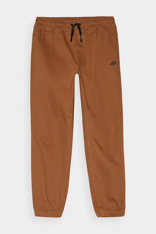 Chłopięce Spodnie Joggery Casual Gładkie 4F 4FJWMM00TTROM0812-82S Brązowe