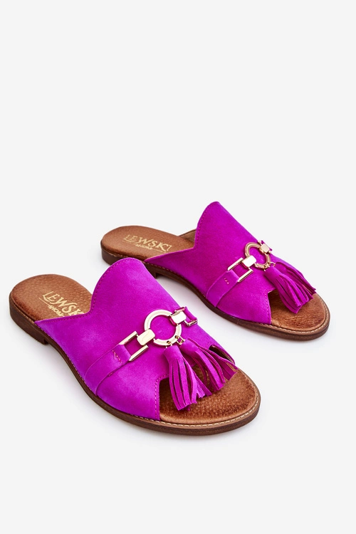 Damskie Zamszowe Klapki Lewski Shoes 3226 Fuksja