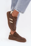 Sneakersy Damskie Zamszowe Na Platformie Brązowe Sylviona