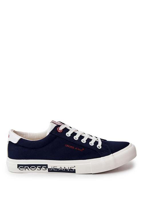 Modne Klasyczne Trampki Cross Jeans JJ1R4028C Granatowe