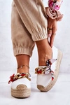 Skórzane Damskie Espadryle Z Łańcuchem Białe Fancy