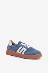 Sneakersy Damskie Z Naturalnego Zamszu Niebieskie Delyssia