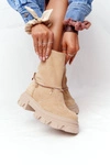 Zamszowe Botki Workery Lewski Shoes 3006-0 Piaskowe