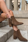 Ocieplane Botki Damskie Na Obcasie Khaki Imara
