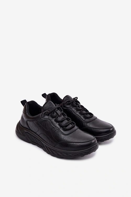Sneakersy Męskie Eko Skórzane Czarne Torven
