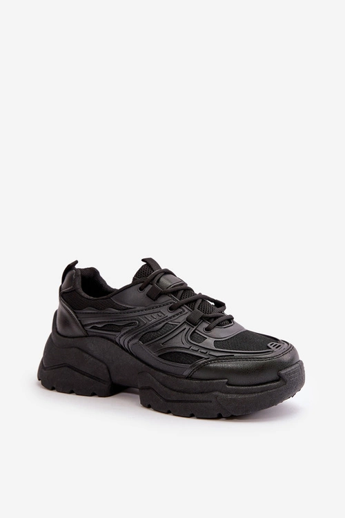 Buty Sportowe Sneakersy Damskie Na Masywnej Podeszwie Czarne Lerista